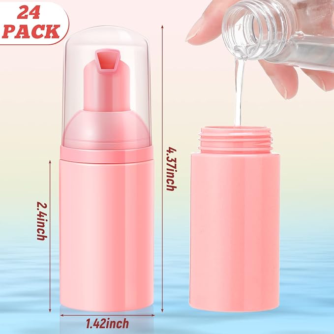 24 Pcs Foam Pump Bottles 1 Oz/ 30 ml Plastic Mini Empty Dispenser Travel Soap - Image 2