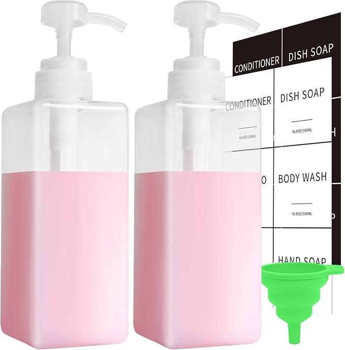 Clear Soap Dispenser with Waterproof Labels, Thickened Plastic Hand Soap by Lewistin