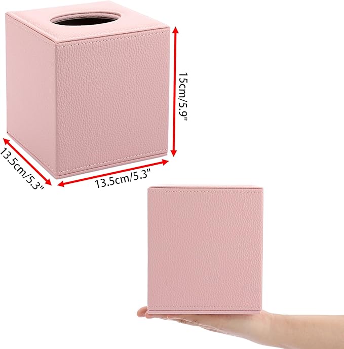 Sumnacon Tissue Box Cover Square Tissue Box Stylish PU Tissue Box Holder - Image 3