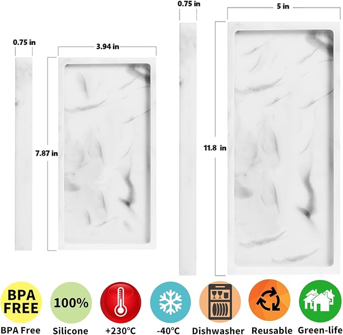 2 Packs Silicone Bathroom Vanity Tray Large 11.8" ＆ Small 7.8" Set - Image 3