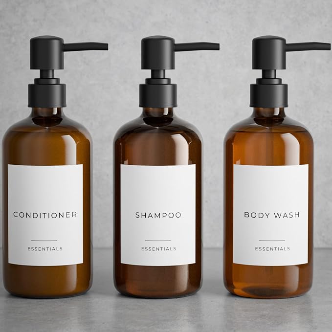 Stylish Shampoo and Conditioner Dispenser Set of 3 - Image 8