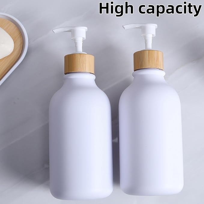 Matte White Bathroom Accessories Set 9PCS, Bamboo Bathroom Accessories Sets - Image 2