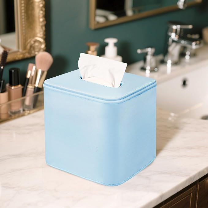 Tissue Box Holder Square PU Leather Stylish Facial Tissue Box - Image 6