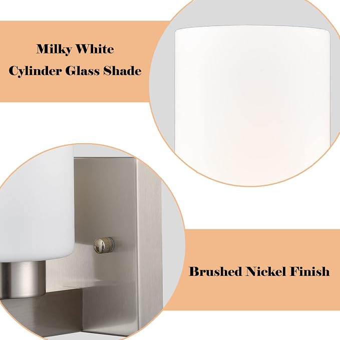 Modern Wall Sconces Set of Two Brushed Nickel Bathroom Vanity Light - Image 3