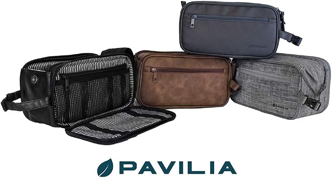 PAVILIA Toiletry Bag for Men, Travel Essentials Shaving Dopp Kit, Mens Travel - Image 7