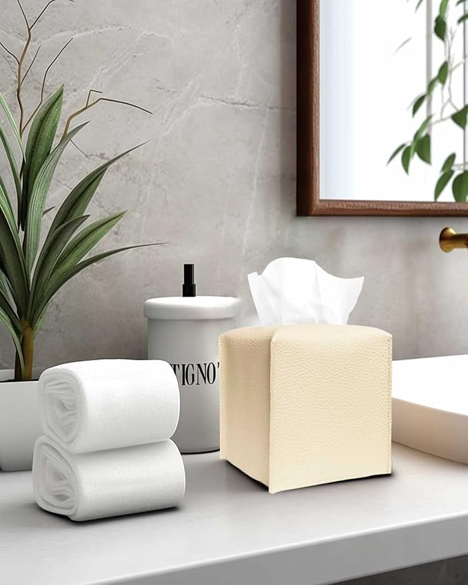 Tissue Box Cover Tissue Holder – Square Leather Tissue Box Holder - Image 5