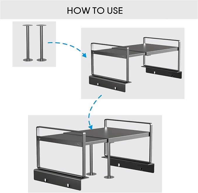 Adjustable Fridge Top Storage Rack, 20.8"-36.6" Expandable Organizer Shelf - Image 4