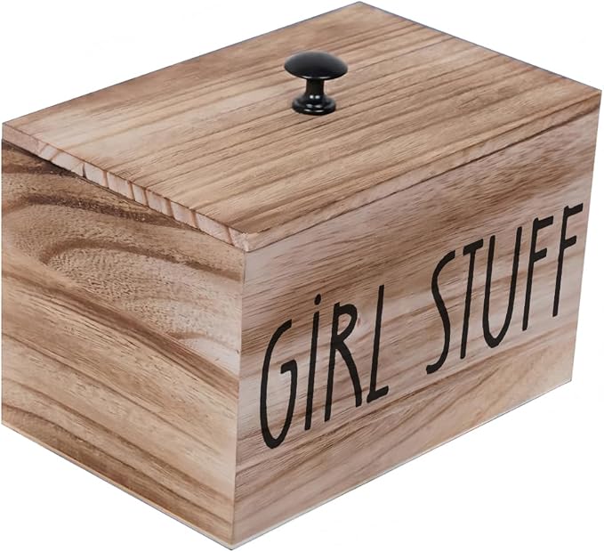3 Compartments Pad and Tampon Organizer, Wooden Menstrual Care Storage Box - Image 5