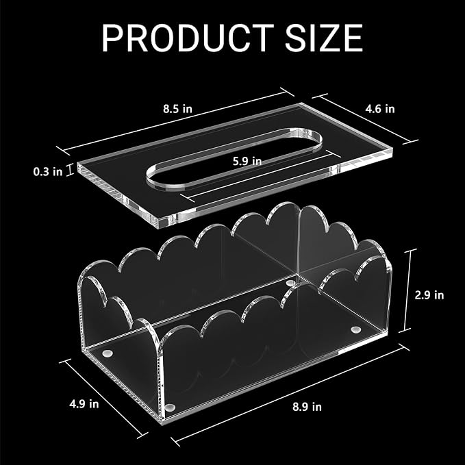 LUGUNU Clear Acrylic Tissue Box Cover Holder - Image 3