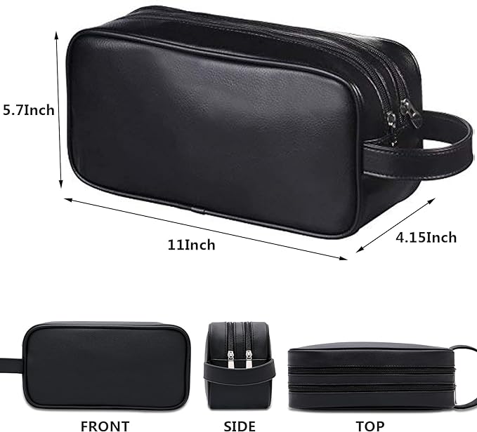 HappyDavid Soft PU Leather Zipped Travel Toiletry Bag Mens Ladies Supply - Image 6