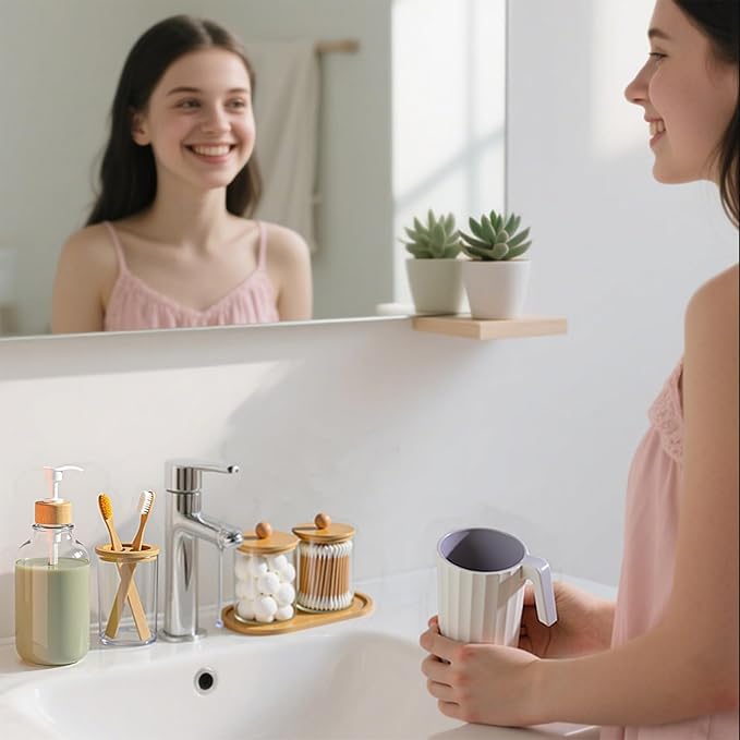 5 Pack Bamboo Bathroom Accessories Set - Image 4