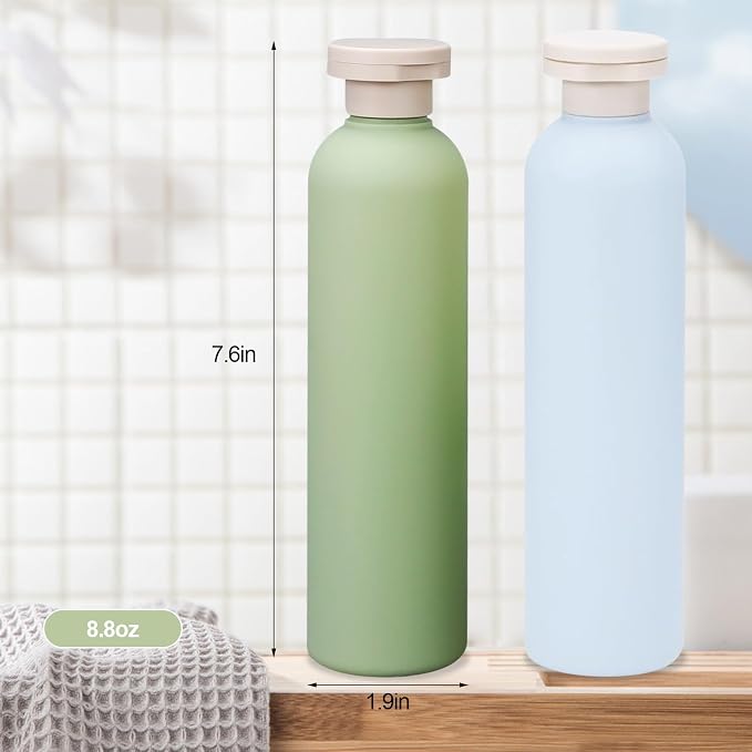 4Pcs 8.8oz Flip Top Squeeze Bottles, Reusable and Refillable Leak Proof Travel - Image 2
