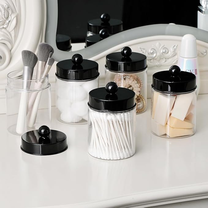 Amolliar Apothecary Jars Bathroom Vanity Storage Organizer Set -Countertop - Image 4