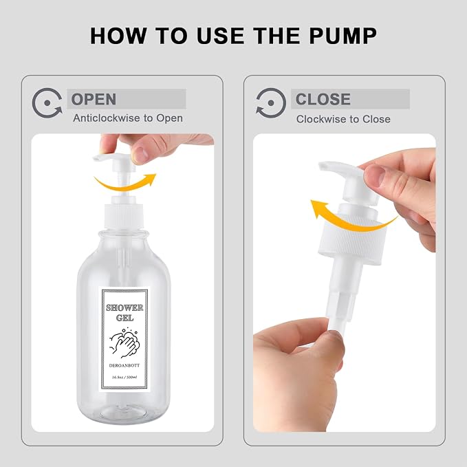 Shampoo and Conditioner Dispenser, Refillable Plastic Shampoo Pump Bottles - Image 5