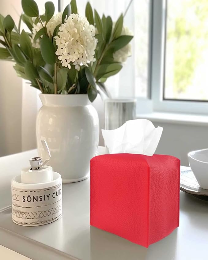 Red Tissue Box Cover Square – - Image 3