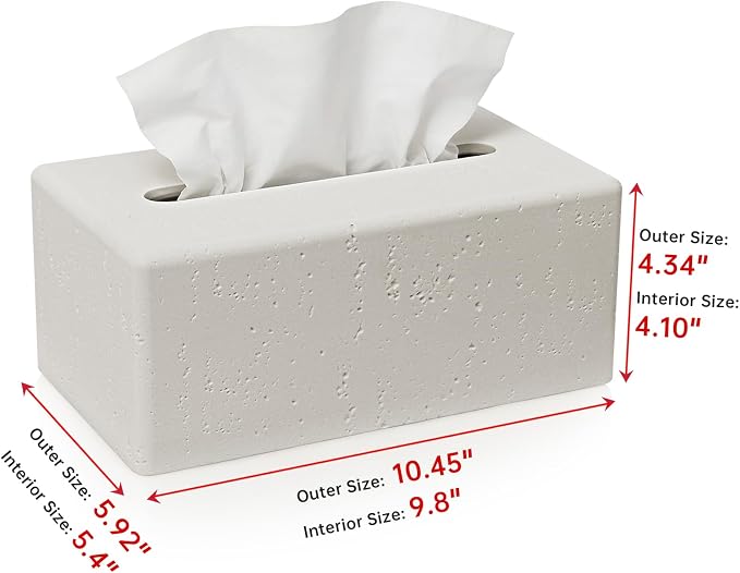 Tissue Box Cover Rectangle, Resin Decorative Facial Tissue Holder Covers Toilet - Image 3