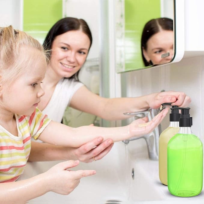 10 Ounce Clear Plastic Pump Bottle Dispenser, Refillable Empty Bottle Container - Image 5