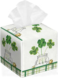 Lucky Clover Tissue Box Cover Leather Tissue Box Holder Square Facial Paper by Unknown