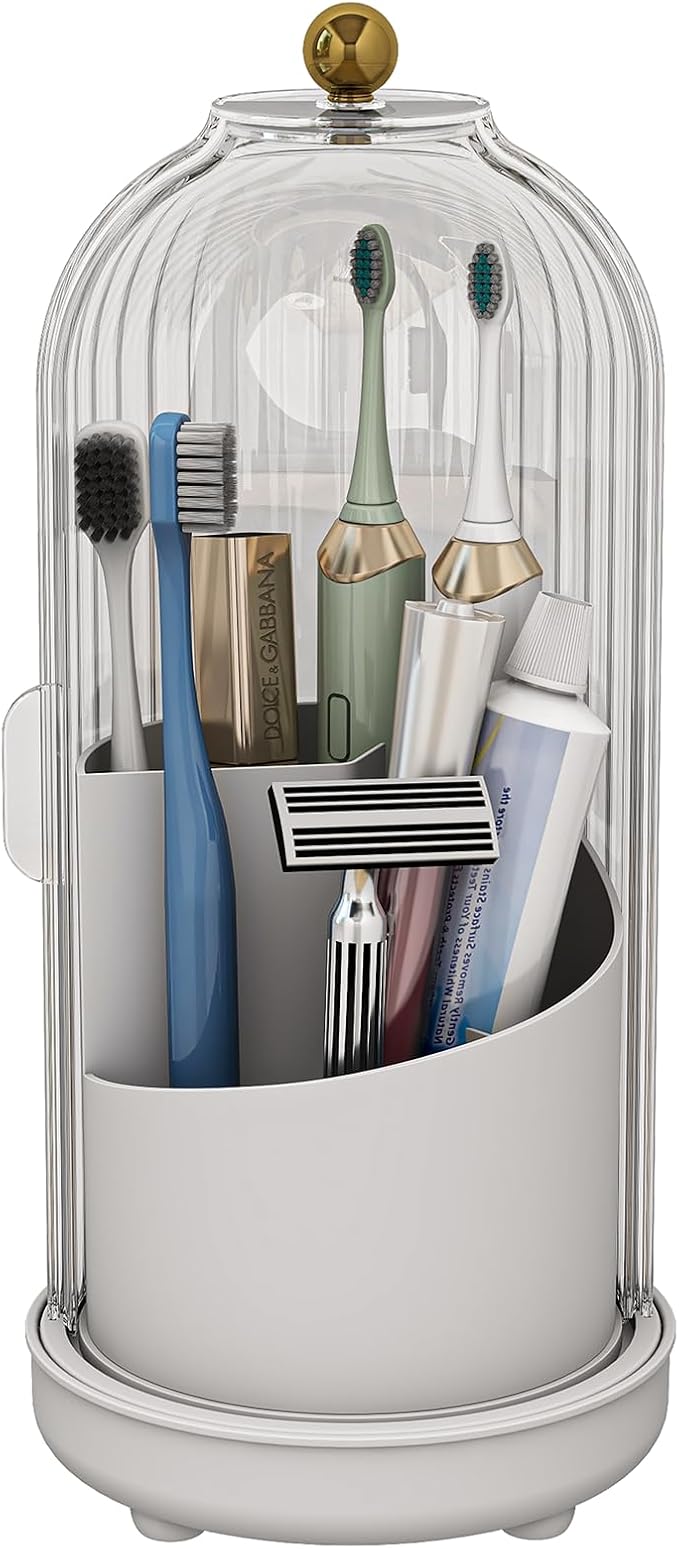 Toothbrush Holders with Cover, Drainage Rotating Electric Toothbrush Organizer by Zufudo