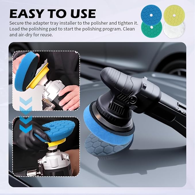 5PCS 6 Inch Polishing Pads Kit Sponge & Polyester, Heavy Duty Reusable Car - Image 6