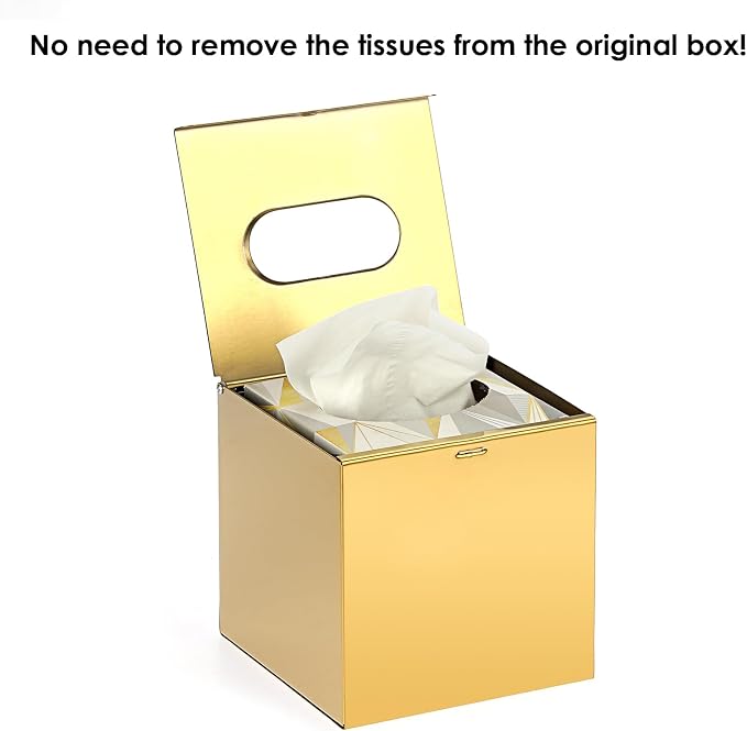 Sumnacon Tissue Box Cover Square Stainless Steel Tissue Box, Wall Mount Tissue - Image 5