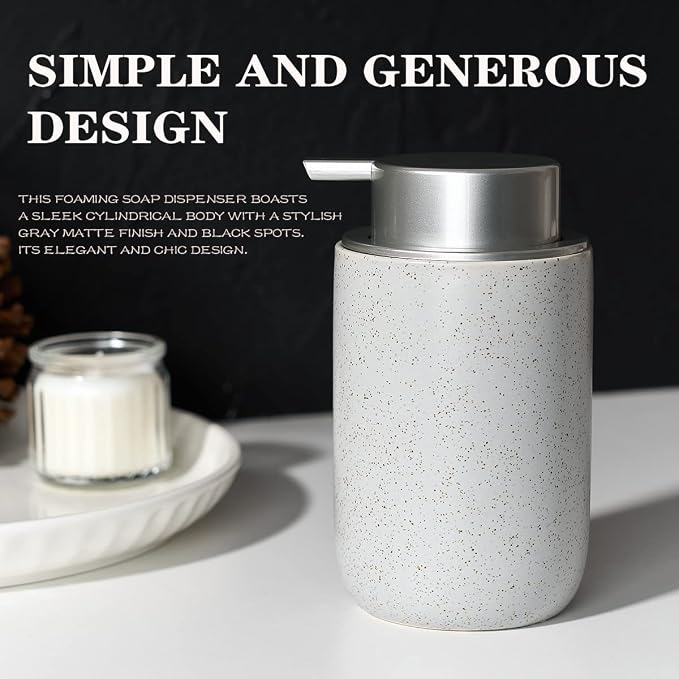 Gray Foaming Soap Dispenser, Ceramic Foam Dispenser - Image 4