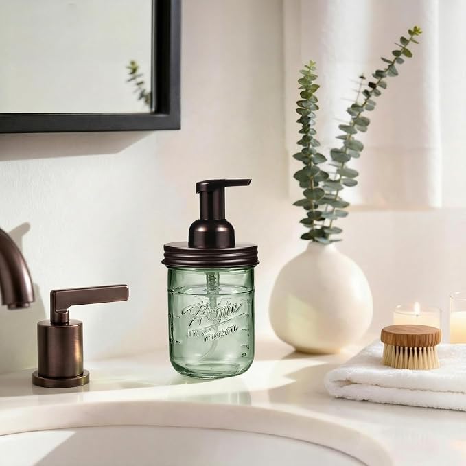 SheeChung Mason Jar Foaming Soap Dispenser, Stainless Steel Lid, BPA Free Pump - Image 7