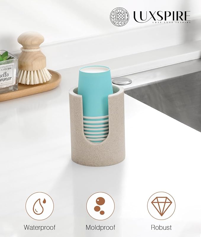 Luxspire Bathroom Cup Dispenser, 3oz Dixie Cup Dispenser, Resin Dixie Cup Holder - Image 2