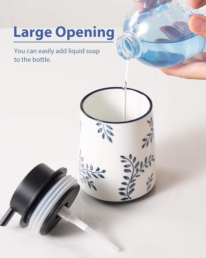 Hand Soap Dispenser for Bathroom, Ceramic Lotion Dispenser, Chinoiserie - Image 3