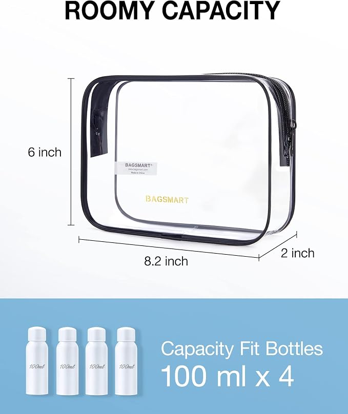 BAGSMART Clear Toiletry Bag, 3 Pack TSA Approved Travel Toiletry bag Carry on - Image 2