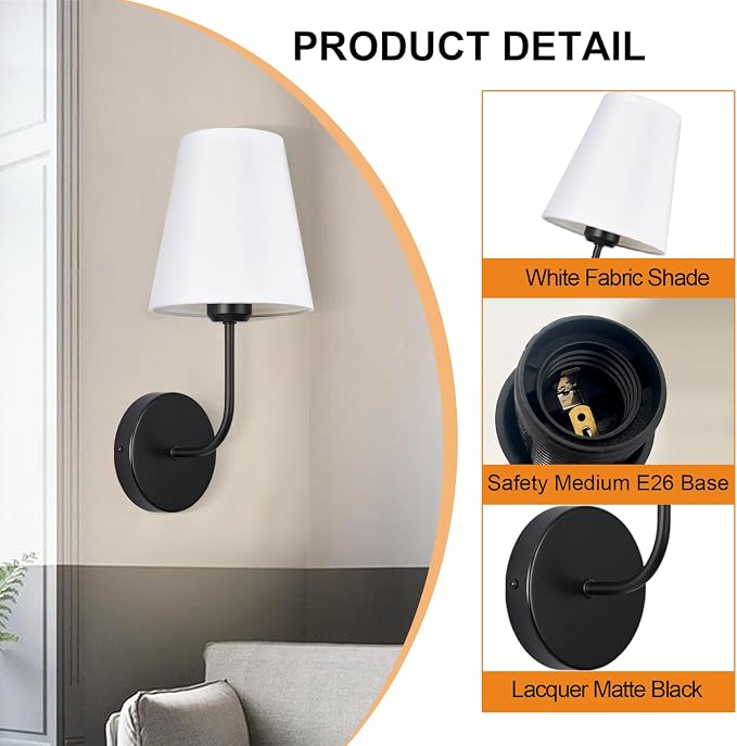 Modern Hardwired Wall Sconce Set of 2 – Matte Black Finish - Image 5