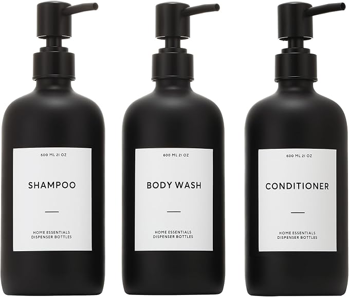 HOMCDALY Shampoo and Conditioner Dispenser, 21oz 3-Pack Refillable Shampoo and by HOME