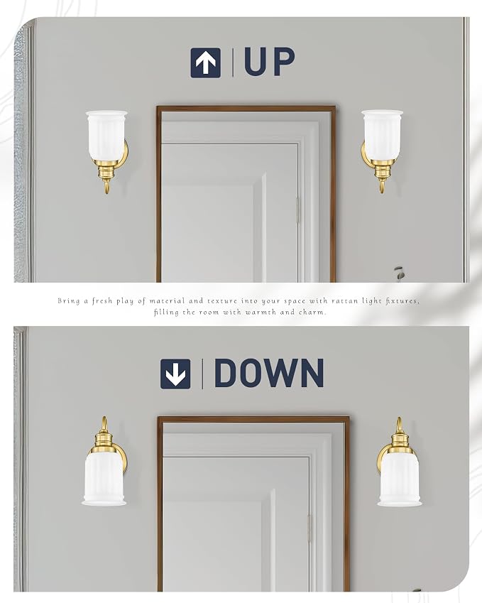 Modern Wall Sconces Set of Two, HWH Brushed Gold Bathroom Vanity Light - Image 4