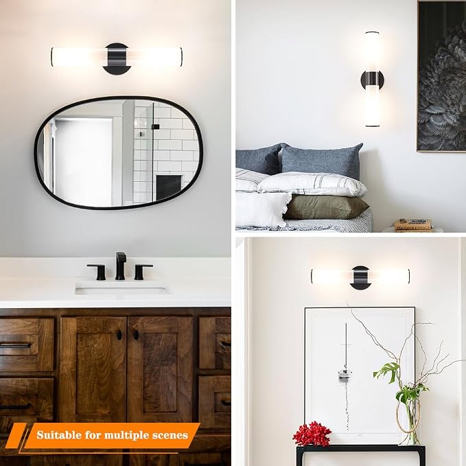 Black Wall Sconces Set of 2, Modern Sconces Wall Lighting, Bathroom Vanity - Image 4