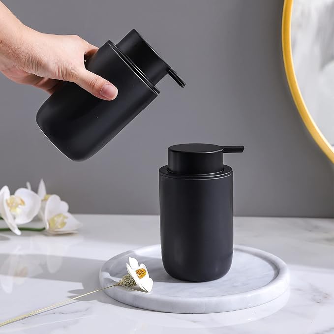Black Soap Dispenser Set- Modern Ceramic Hand Dish Soap Dispenser - Image 2