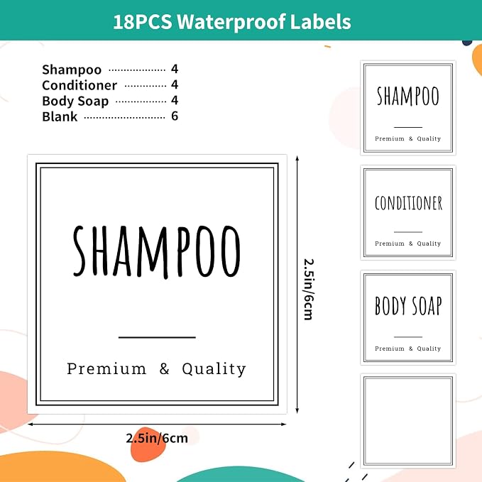 Segbeauty Waterproof Labels for Bottles, Removable Self-Adhesive Soap Dispenser - Image 2