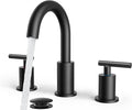 FORIOUS Black Bathroom Faucet 3 Hole, 8 Inch Matte Black Bathroom Sink Faucet by FORIOUS