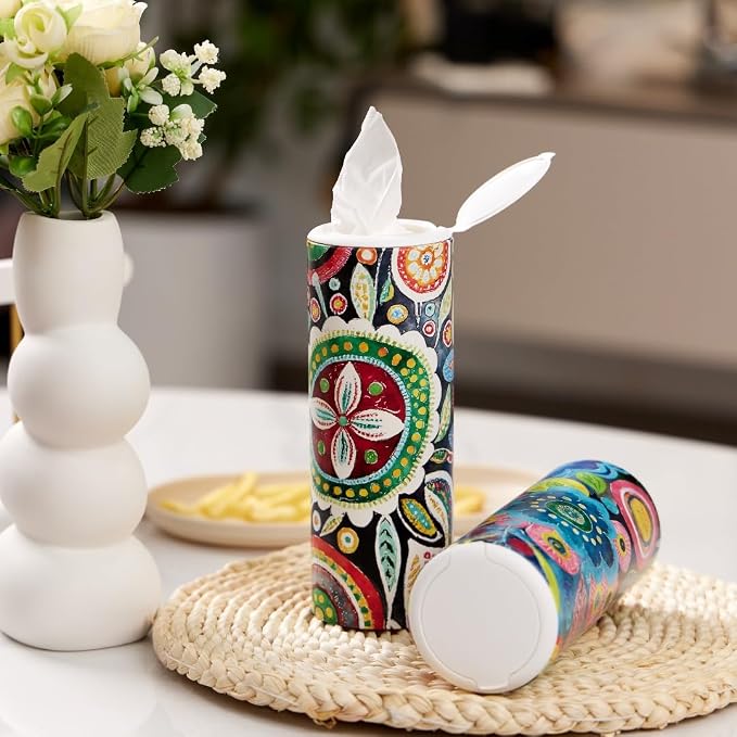 Car Tissues Holder with Facial Tissue, Travel Tissues Cylinder, Cup Holder - Image 2
