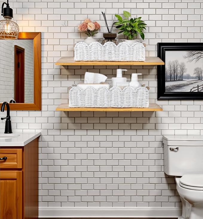 CubesLand Toilet Paper Storage Basket, Scalloped Edge Shelves Basket - Image 5