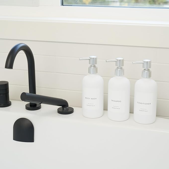 Stylish Shampoo and Conditioner Dispenser Set of 3 - Image 7