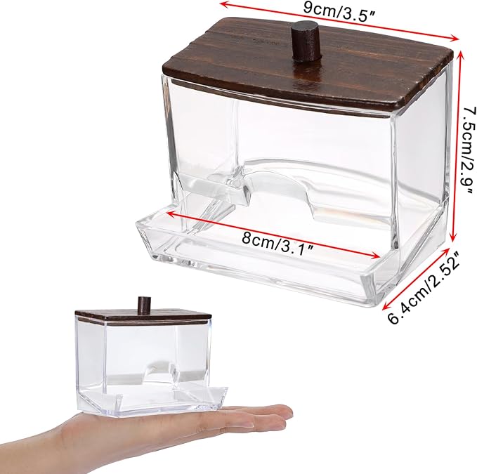 Hipiwe Clear Acrylic Qtip Holder Apothecary Jar - Image 3