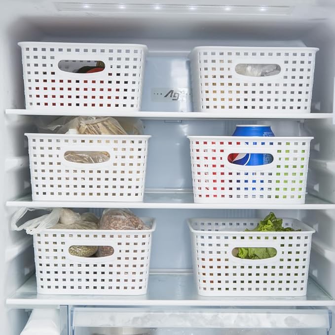 White Plastic Woven Storage Baskets - Image 6