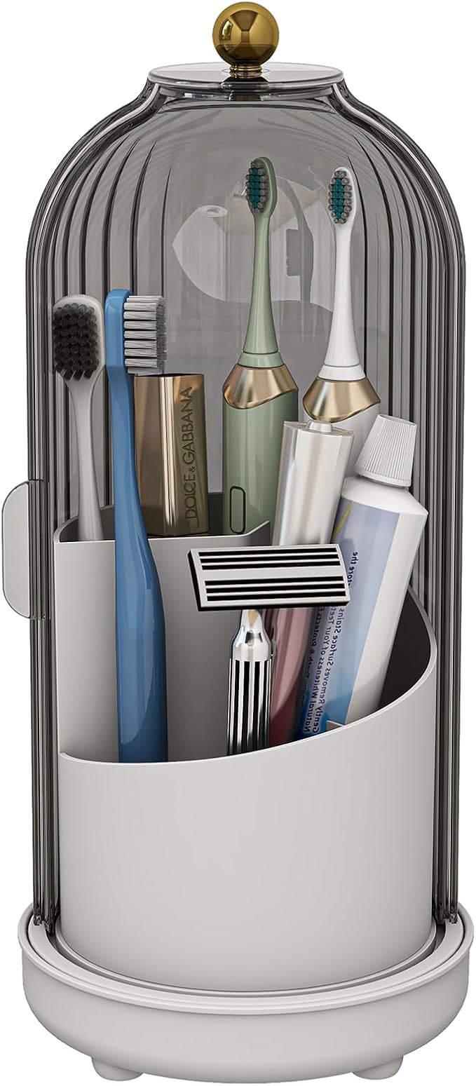 Toothbrush Holders with Cover, Drainage Rotating Electric Toothbrush Organizer by Zufudo