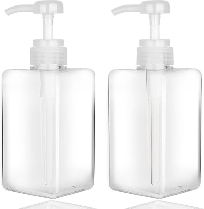 450ml Pump Bottle Dispenser Jansburg 2Pack Refillable Square Plastic Lotion by Jansburg