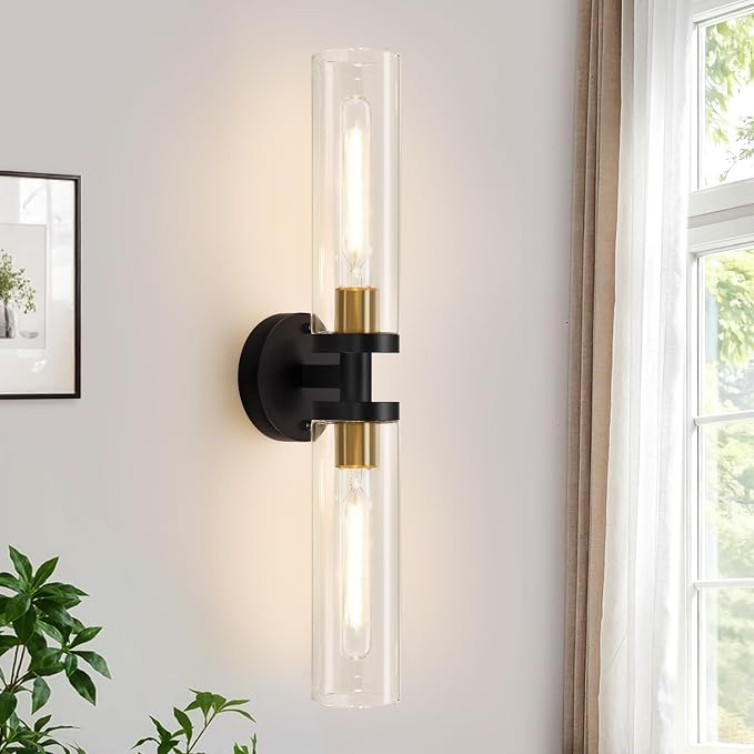 Black and Gold Wall Sconce, Bathroom Sconces Wall Lighting by Indoibrightenyourbathroom