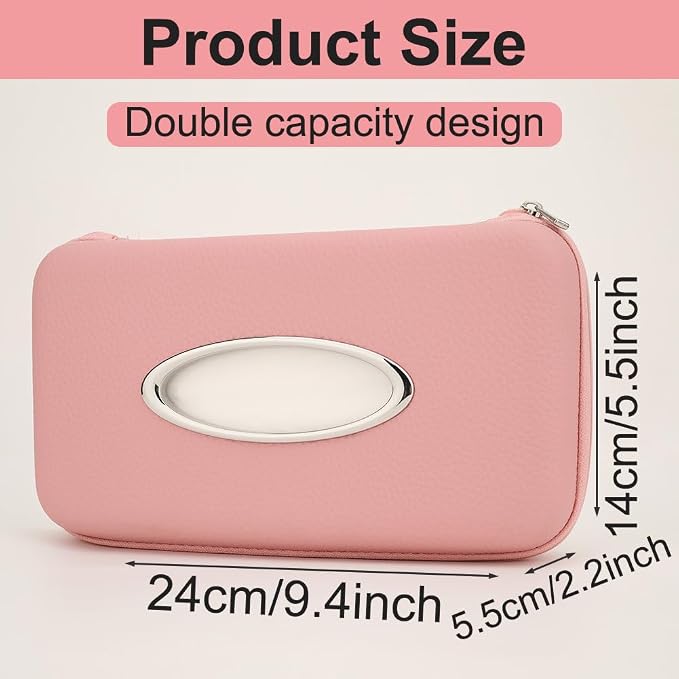 Sun Visor Tissue Holder, Zipper Napkin Holder, PU Leather Backseat Tissue Case - Image 2