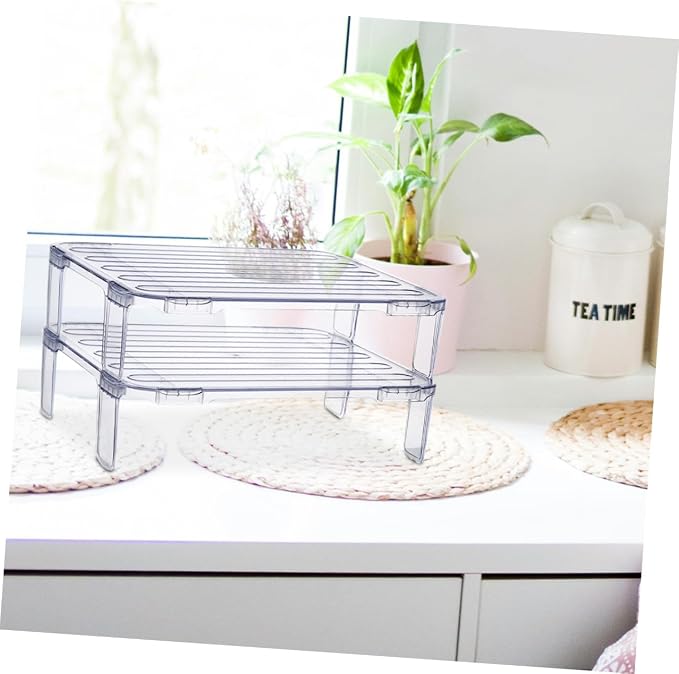 2pcs stacking shelf freezer rack Kitchen Storage Rack foldable cabinet shelf - Image 5