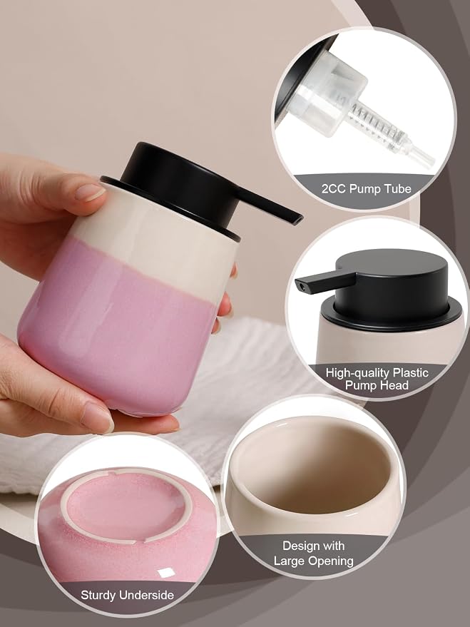 INGOFIN Ceramic Foaming Soap Dispenser - 12oz Foam Hand Soap Dispenser Bathroom - Image 4