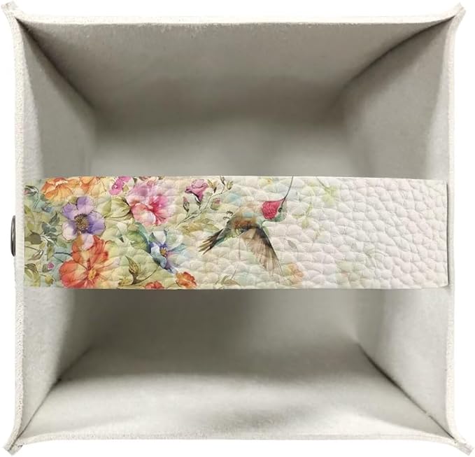 Bird Flowers Luxury Tissue Box Cover, Elegant PU Leather Square Tissue Case - Image 3