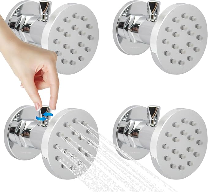 Brass Shower Body Jets with Adjustable Flow, Massage Spa Polished Chrome Round by Backnets